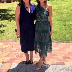 Self Portrait One Shoulder Green Midi Dress